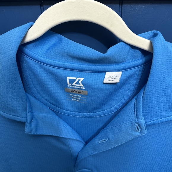 Mens Cutter&Buck CB Drytec Short Sleeve Golf Casual Polo Shirt Mens Size XL Blue - Picture 2 of 13
